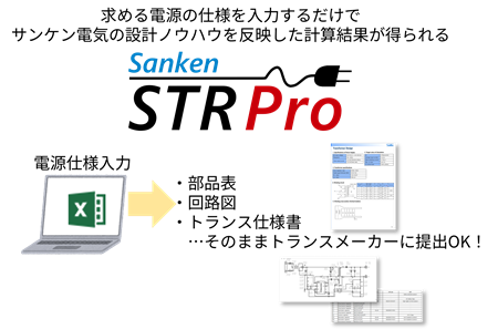 求める電源の仕様を入力するだけでサンケン電気の設計ノウハウを反映した計算結果が得られる
